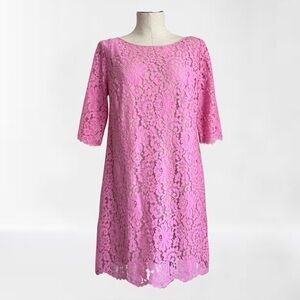 Robert Rodriguez Pink Lace 3/4 Sleeve Shift Dress
